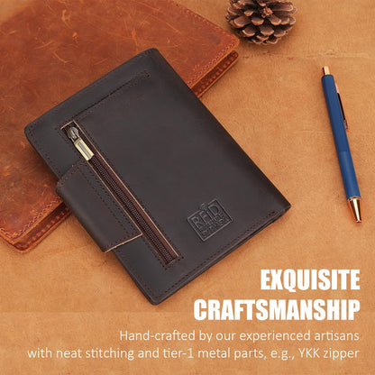 STAR VISTA Carmen Leather Passport Wallet, Dual Bifold Cash Pockets, RFID Blocking, ID Window, 6 Card Slots, Coin Pocket, SIM Slots, AirTag Slots, Dark Brown