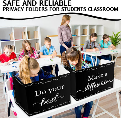 Honoson 24 Pcs Bulk Inspirational Privacy Folders for Students Cardboard Test Privacy Boards Motivational Words Desk Dividers Shield for Classroom School Study Supplies, 6 Styles(Minimalism)
