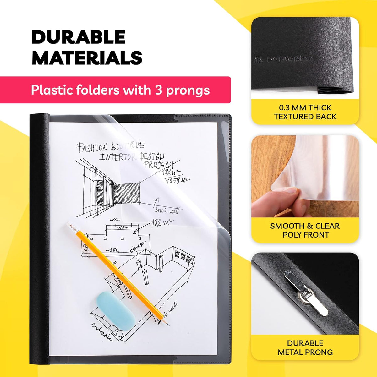 Report Covers - (Set of 6), 8.5 x 11 Letter Size, by Paper Plan, Clear Front Folders - Ideal for Presentations, Resumes & Keeping Your Documents Neat and Professional