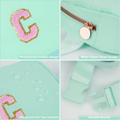 Belt Bag Fanny Pack Crossbody Bags with Initials Letter Patch Cute Stuff Birthday Gifts for Teenager Girls Trendy Stuff for Teens | Light Green,C