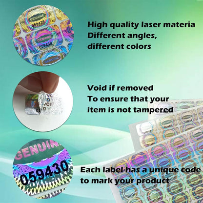 Holographic Tamper Evident Stickers 380pcs Security Sticker Warranty Void Seal Tamper Proof Labels with Unique Sequential Serial Numbering (1 X 0.6 Inch,GQYH)