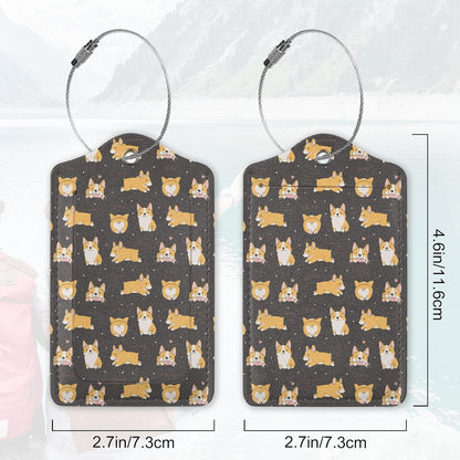 2Pcs Luggage Tag for Suitcase Funny Corgi Dog Cute Suitcase Tag with Privacy Flap & Name ID Label & Metal Loop,Travel Bag Luggage Tags for Women