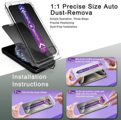 2 Pack Matte Privacy Screen Protector for iPhone 11 Pro and iPhone xs and iPhone x 5.8-Inch Auto Dust Removal, No Bubbles,Anti-Spy Tempered Glass Film, Easy Installation
