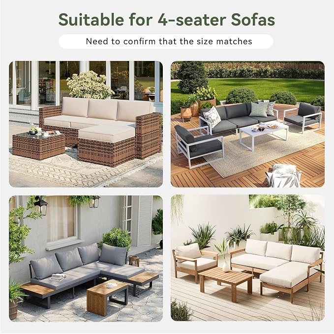 Aoxun Replacement Cushions for Outdoor Furniture, 7-Piece Outdoor Cushions for Patio Furniture, Deep Seat, Waterproof & Fade Resistant Couch Cushion for Patio Conversation Sets, Beige