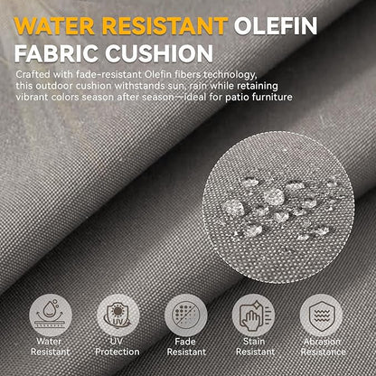 Outdoor Cushion Set for Furniture Patio Furniture, UV Resistant, Water Resistant - 6 Inch Thick Foam Garden Cushions– 24x24 Inch Patio Seat Covers for Chair/Sofa/Couch | Grey | 11-Pack |
