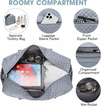 Large Women Travel Duffle Bag, Weekender Bags for Women with Shoe Compartment, Carry on Overnight Bag with Toiletry Bag, Gym Duffel Bag with Wet Pocket, Hospital Bags for Labor and Delivery