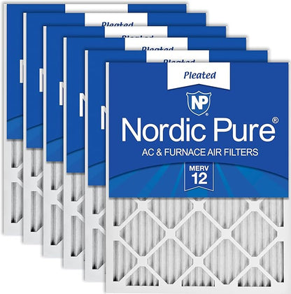 Nordic Pure 12x12x1 (Actual Size: 11 3/4 x 11 3/4 x 3/4) Pleated MERV 12 Air Filters 6 Pack