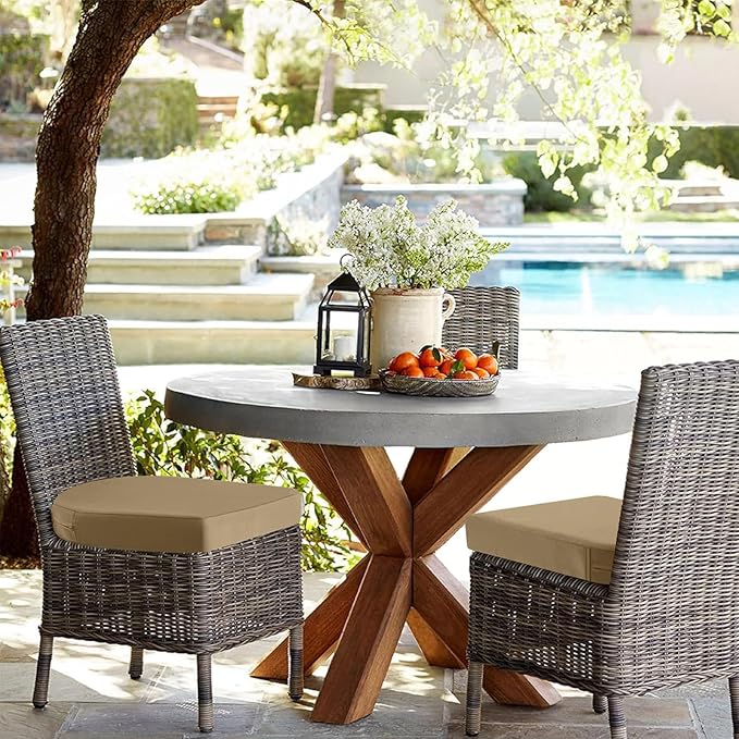 idee-home Outdoor Chair Cushions Set of 4, Thick 19" x 19" x 2" Outdoor Seat Cushions Patio Furniture Waterproof with Ties, Dining Pads