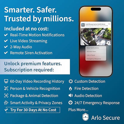 Arlo Ultra 2 Spotlight Camera 4K HDR (2 Cameras, SmartHub Included & Required) | Wireless Home Security Camera | Color Night Vision, Motion Sensor, 180º View, 2-Way Audio, White