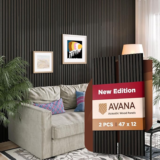 Avana Modern Acoustic Wood Wall Panels – 47.2 x 12.6 Inch Smoke Oak Acoustic