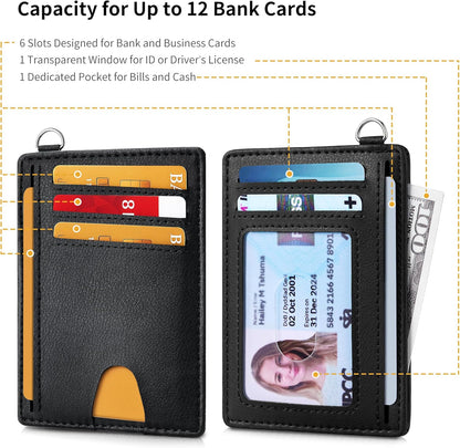 Mayski Slim Wallet, Credit Card Holder for Women, Minimalist Front Pocket RFID Blocking Card Cases, Small Wallet Women Men(Grain Black)