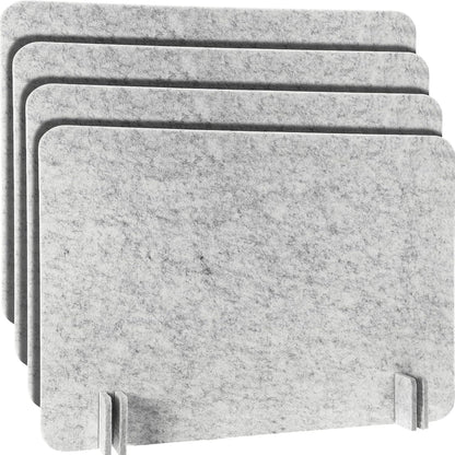 4 Pack Acoustic Desk Divider Desk Partition - Freestanding Privacy Panel 16 x 24 Inches Noise Reducing Partition for Office Table Standing Student Study Reception Area(Silver Gray)