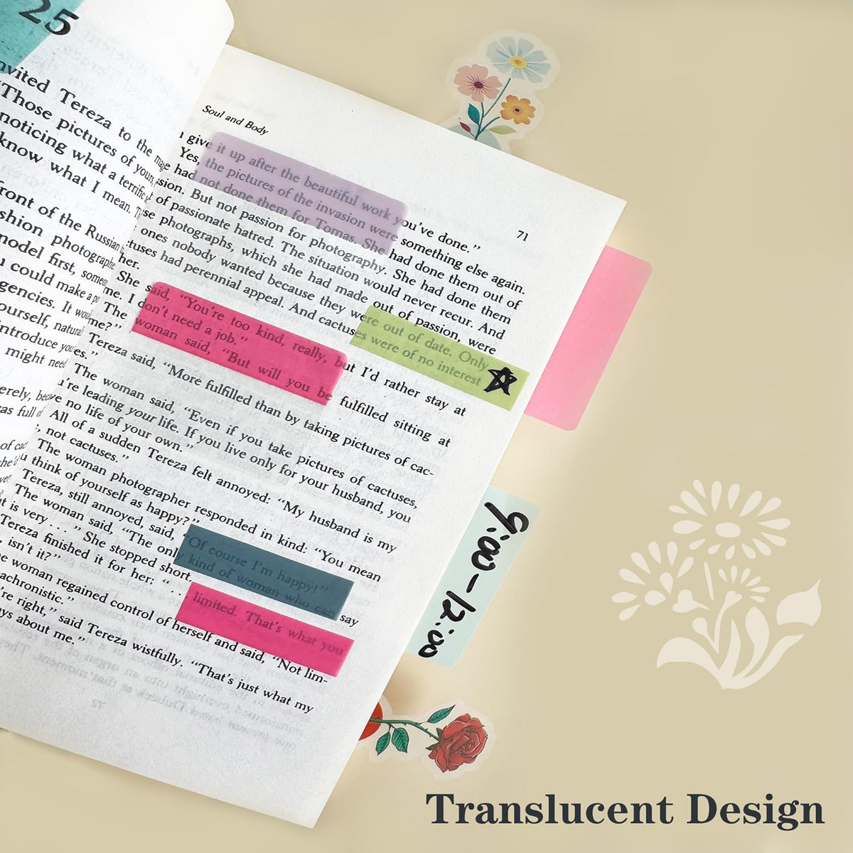 ELII 500 PCS Sticky Tabs 2 Inch Index Tabs, Colored Page Markers Repositionable Tags Reading Tabs Self Adhesive Tape Flags for Books, Binders, Notebook and File Folders