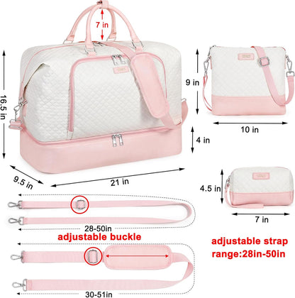 Travel Weekender Bag for Women, Overnight Bag with Shoe Compartment Oversized Travel Duffel Bag Carry On Tote 21"