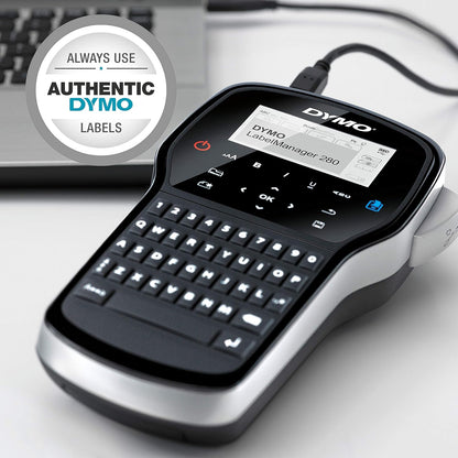 DYMO Label Maker LabelManager 280 Rechargeable Portable Label Maker Easy-to-Use One-Touch Smart Keys QWERTY Keyboard PC and Mac Connectivity For Home & Office Organization