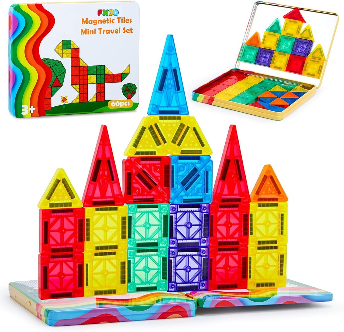 FNJO Magnetic Tiles 110PCS Magnet Building Set for Kids