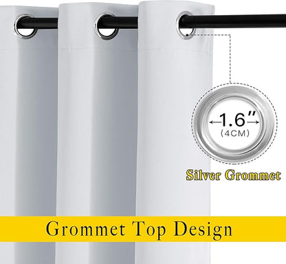 NICETOWN Room Darkening Curtains for Living Room - Easy Care Solid Thermal Insulated Grommet Curtains/Panels/Drapes for Bedroom (2 Panels, 66 by 66, Greyish White)