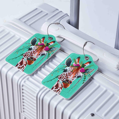 Luggage Tags for Suitcases, 2 Pack Cute PU Leather Suitcase Tag Identifiers TSA Approved with Stainless Steel Loop and Address Card for Baggage Tag for Cruise Airport Travel Essentials by Chelmon