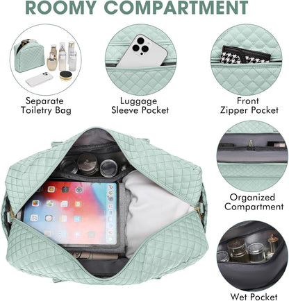 Travel Duffle Bag Weekender for Women - Carry-On Overnight Bag Personal Item Bag with Shoe Compartment & Wet Pocket Large Weekend Tote Bags with Toiletry Bag Hospital Bags for Labor and Delivery