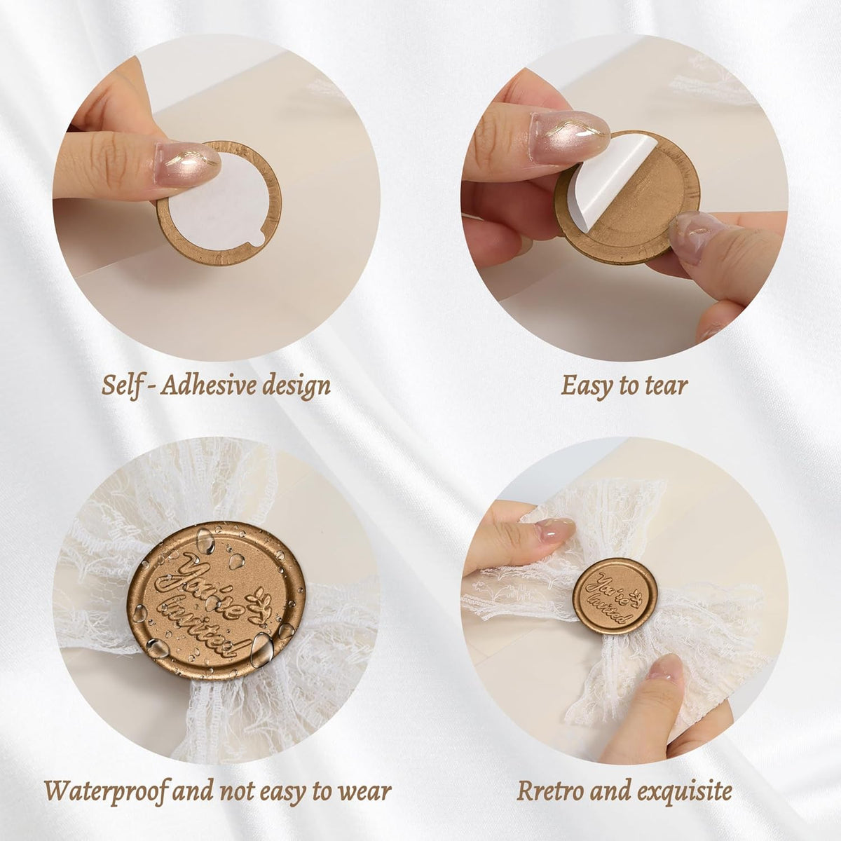 25 Pcs Handmade Wax Seal Stickers, Wedding Invitation Envelope Seal Stickers, Perfect for Invitation, Christmas, Gift Wrapping(You‘re Invited Style, Antique Gold Wax)