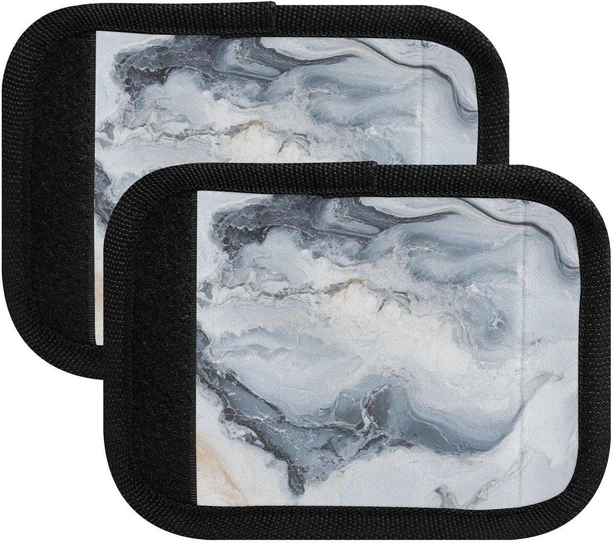 Blue and White Marble 2 Pack Luggage Handle Wraps Covers for Suitcase Identifiers Bag Tags Travel Accessories