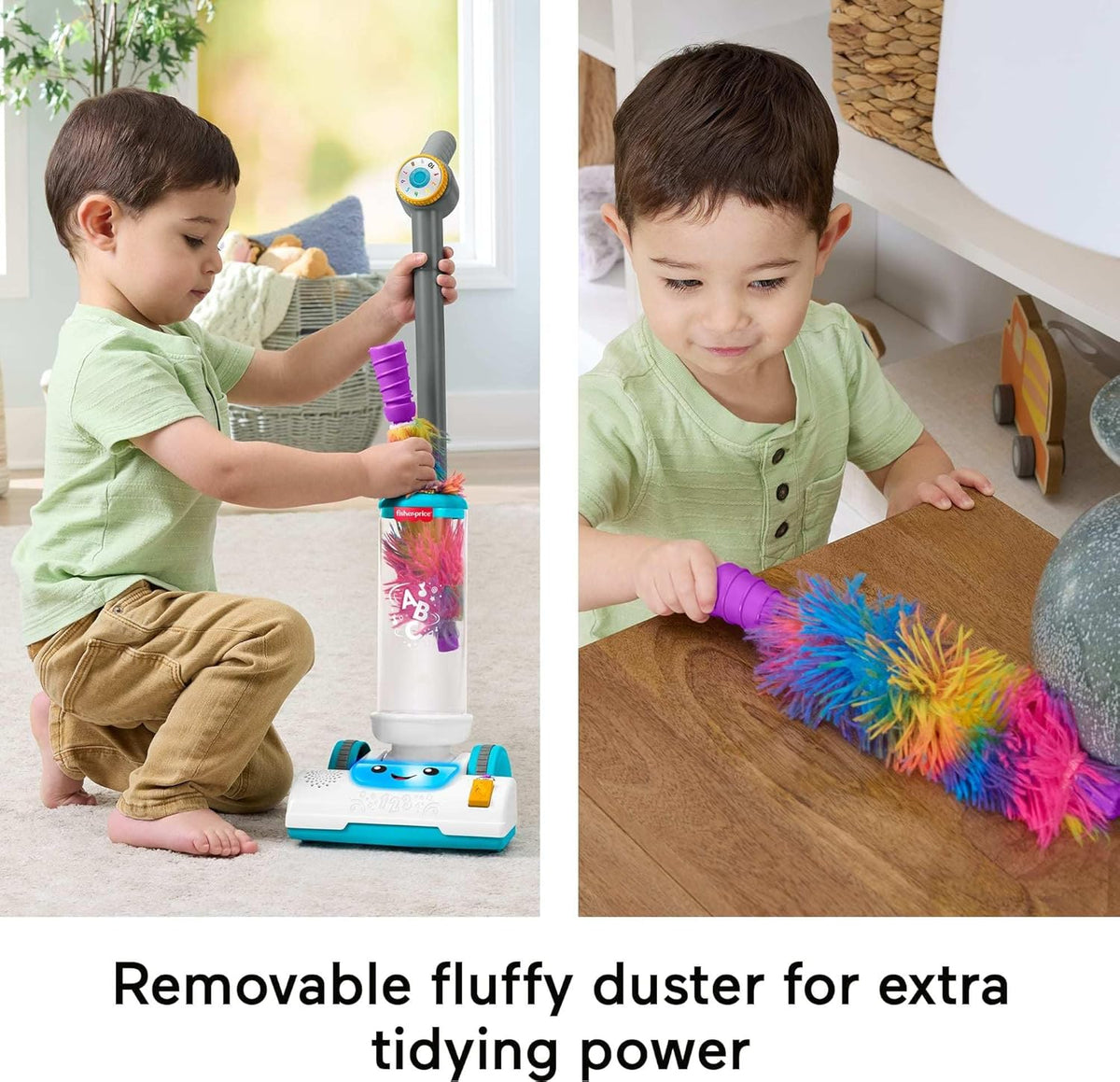 Fisher-Price Laugh & Learn 2-in-1 Vacuum with Lights, Sounds & Learning for Toddlers 2+ Years