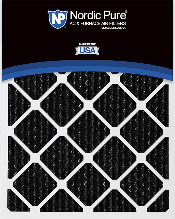 Nordic Pure 12x12x1 (Actual Size: 11 3/4 x 11 3/4 x 3/4) Pure Carbon Pleated Odor Reduction Furnace Air Filters 6 Pack