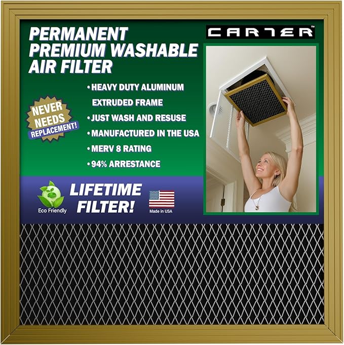 CARTER | Gold | MERV 8 | HVAC & Furnace Filter | Washable Electrostatic ((20x24x1))