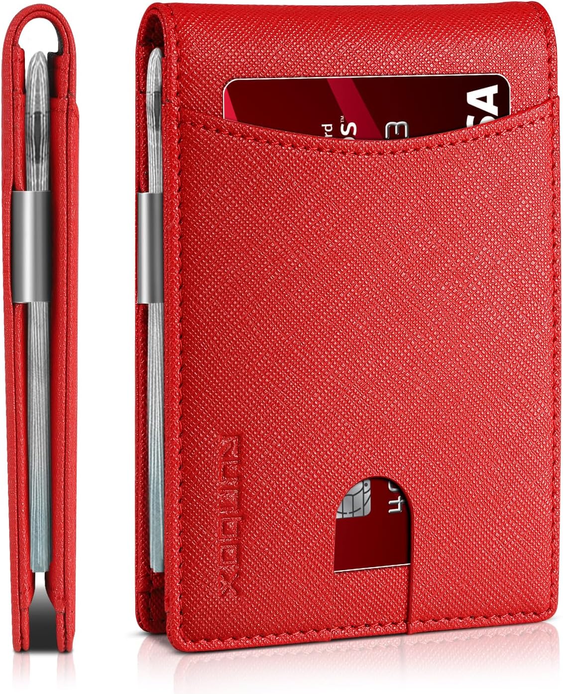 RUNBOX Money Clip Slim Wallets for Men RFID Blocking 11 Card Holder Minimalist Small Leather Bifold Men's Front Pocket Wallet Gift Box