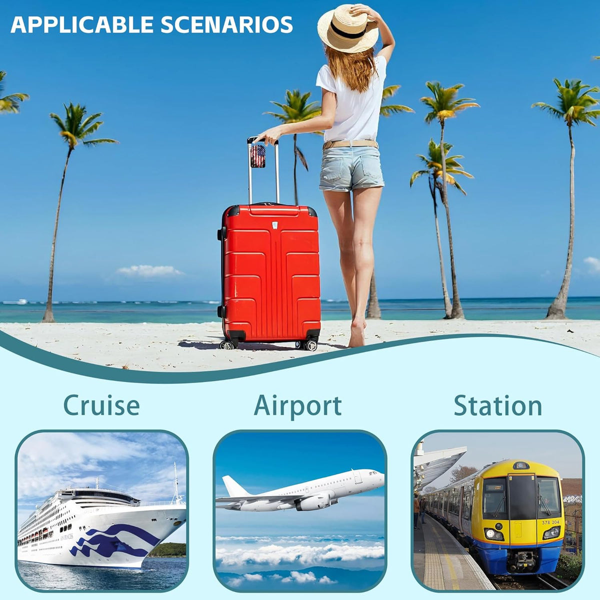 2 Pack Cute Luggage Tag for Suitcases American Flag Leather Luggage Tags with Stainless Steel Loop Privacy Flap Name Tags,Men and Women Travel Bag Suitcase Tags