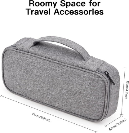 Tech Organizer Travel Case, Electronics Carrying Pouch Bag for Cable, Charger & Cords, External Power Bank, Portable Hard Drive (Dark Grey)