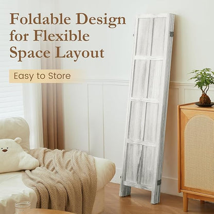 ALeesing 4 Panel Room Divider, 5.6Ft Wood Room Dividers and Folding Privacy