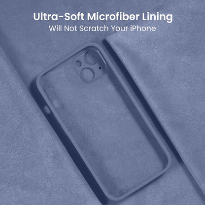 FireNova Designed for iPhone 13 Case, Silicone Upgraded [Camera Protection] Phone Case with [2 Screen Protectors], Soft Anti-Scratch Microfiber Lining Inside, 6.1 inch, Lavender Gray
