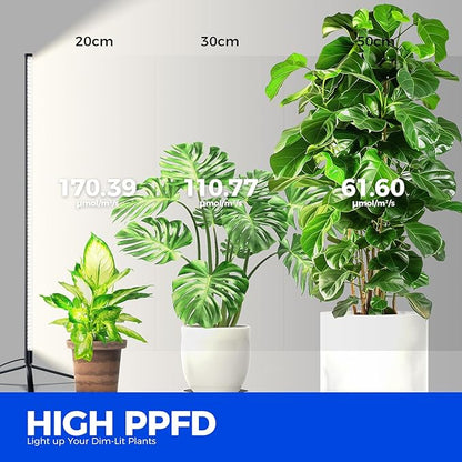 Barrina Vertical Grow Light T10, 42W 5000K, Full Spectrum LED Plant Light for Indoor,Standing Wide Coverage, 4FT Height with On/Off Switch and Tripod Floor Stand