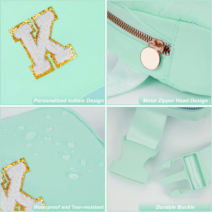Belt Bag Fanny Pack Crossbody Bags with Initials Cute Stuff Birthday Gifts for Teenager Girls Trendy Stuff for Teens - White K,Light Green Bag