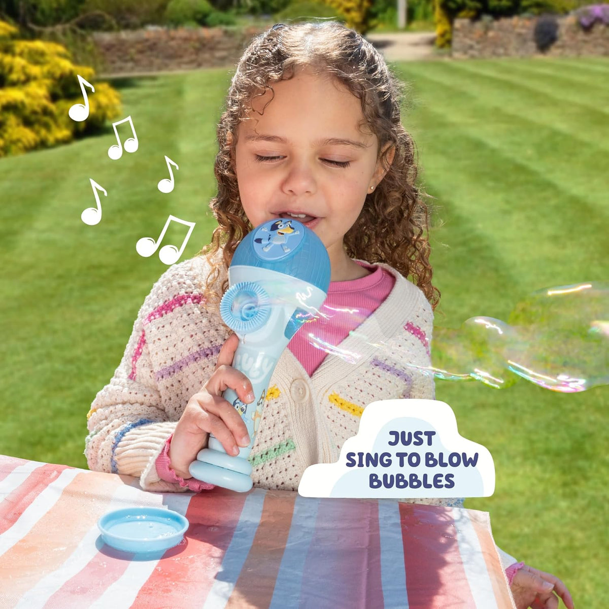 Bluey Dance Mode Bubble Machine and Toy Microphone with Bubble Solution for Kids