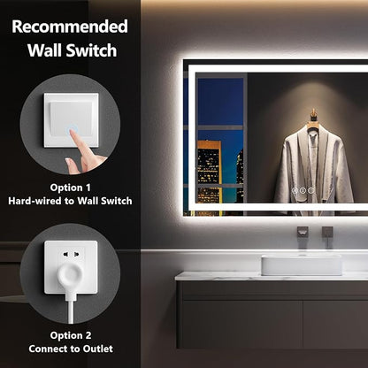YEELAIT 60x40 Inch LED Bathroom Mirror