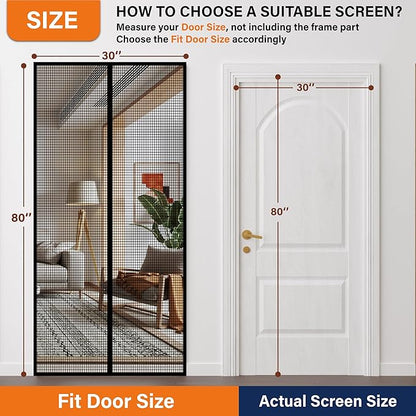 Magnetic Screen Door，Fiberglass Screen Door Mesh，Keep Bugs Out, Heavy-Duty Mesh