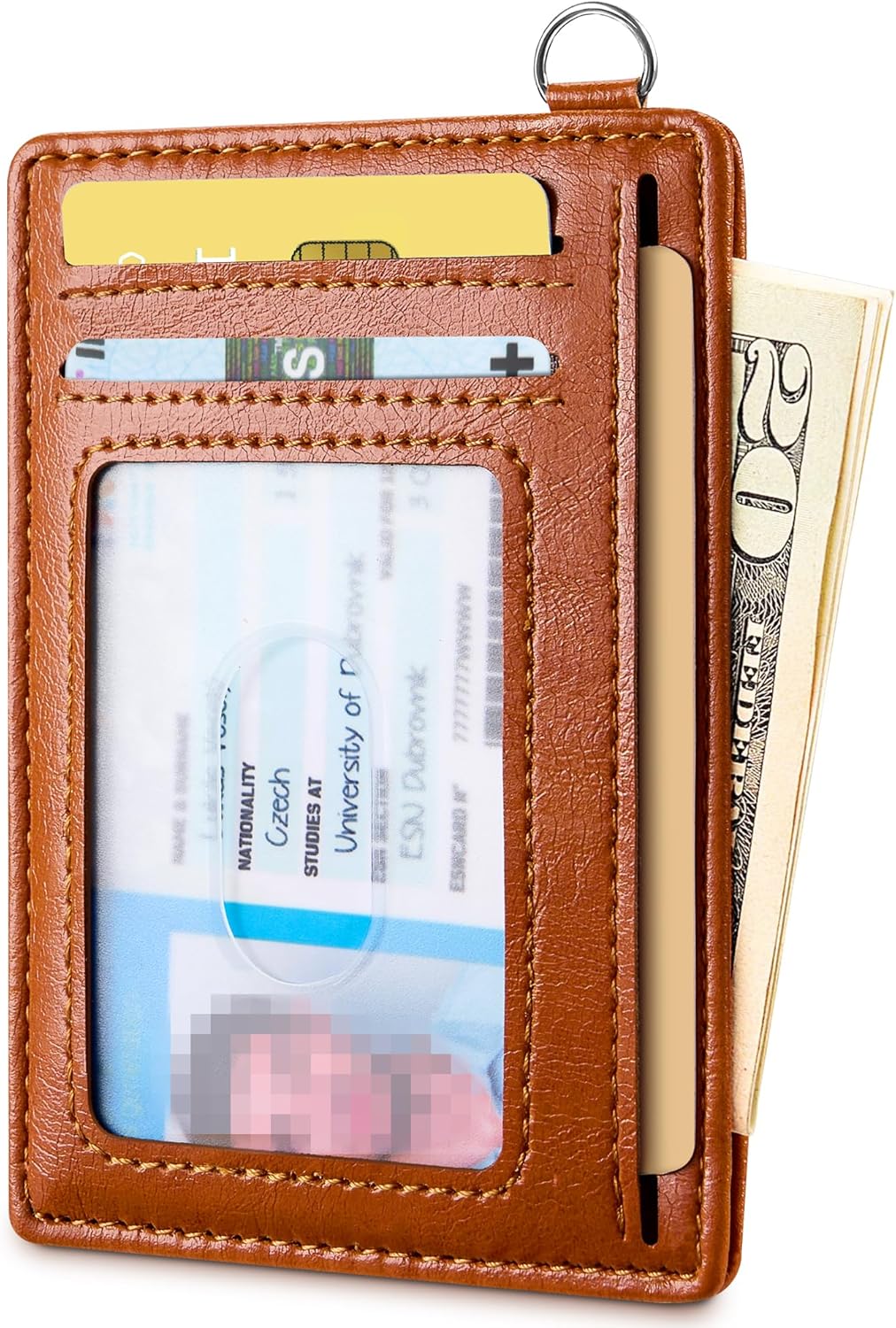 Mayski Slim Wallet, Credit Card Holder for Women, Minimalist Front Pocket RFID Blocking Card Cases, Small Wallet Women Men(Oiled Wax Brown)