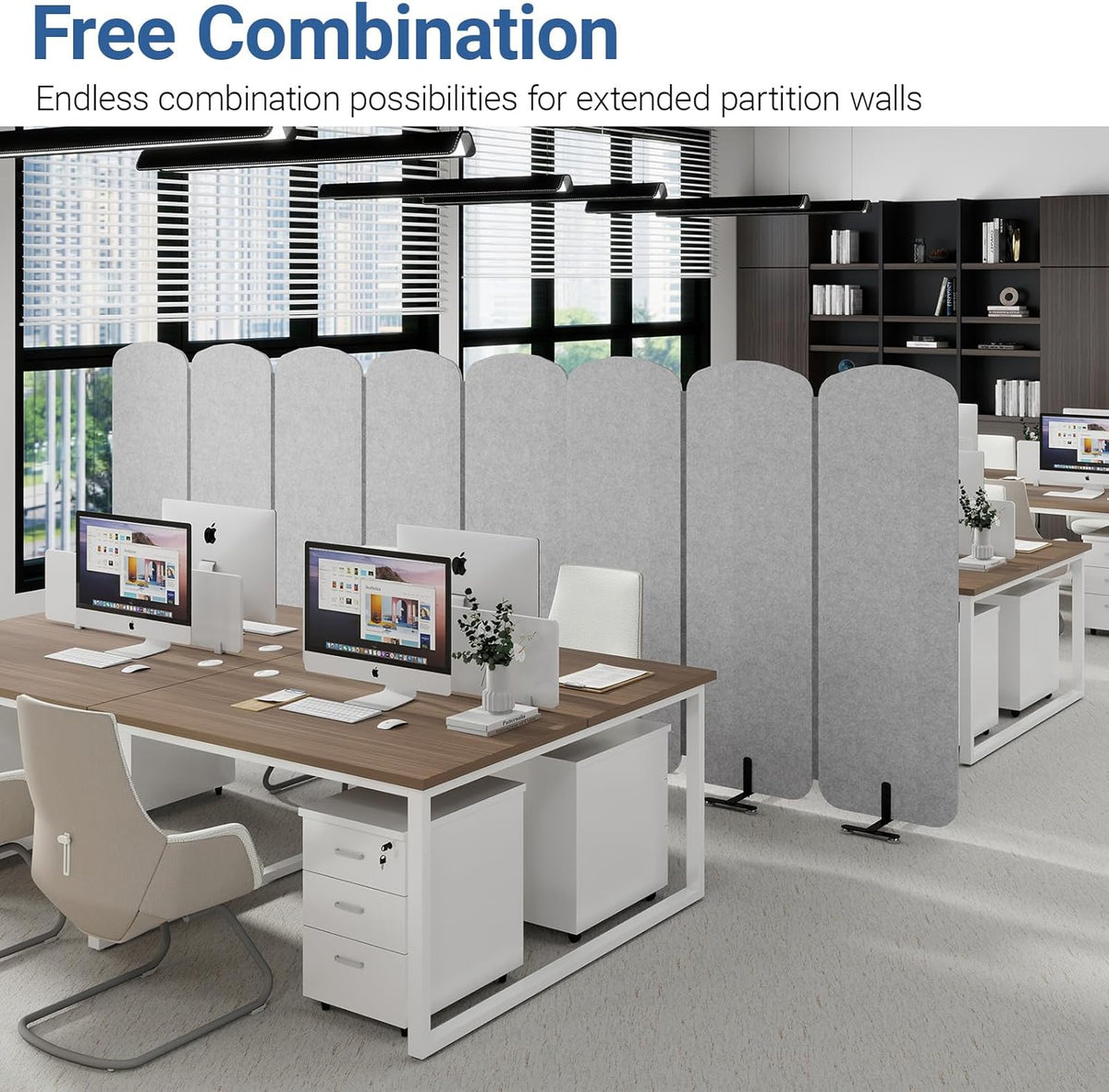 Natwind 5 Panel 122.8 x 71 in Office Room Privacy Protect Space Divider Portable Partition,Wall Folding Cubicle Indoor Freestanding Acoustic Partition Temporary for Office Room
