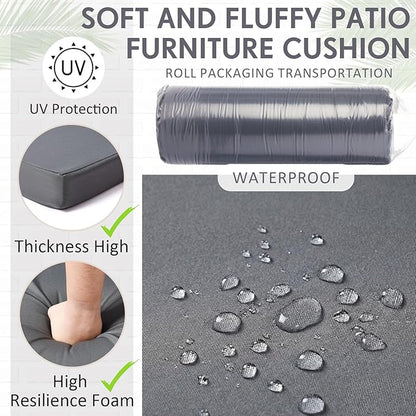 4 Pack Outdoor High Back Chair Cushion, 44 x 20 inches Patio Chair Cushions Waterproof Rocking Cushions Indoor Furniture Seat Pad, Weather Resistant (Solid,Dark Grey)