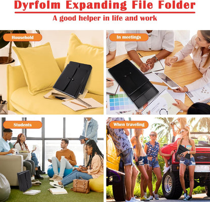 3 Pcs Accordion Folder 13 Pocket Expanding File Folder,Plastic Accordion File Organizer with Labels,Accordian Filing Folder,A4 Letter Size Paper Document Receipt Organizer for Office Home