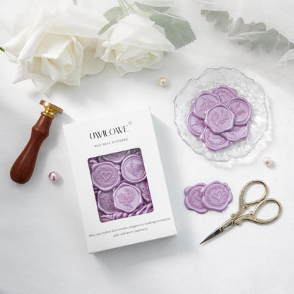 60 Pcs Lilac Wax Seal Stickers Self-Adhesive Envelope Seals Stamp Stickers, Perfect for Wedding Invitations Seating Chart Christmas Gift Wrapping 3 Designs in 1 Pack