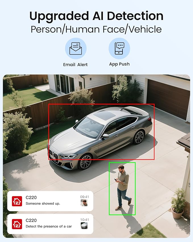 ZOSI C220 4K 8MP 8CH POE NVR Security Camera System (16CH Expandable), 6 x 8MP PoE IP Dome Cameras Outdoor Indoor, AI Human/Vehicle/Face Detection, One-Way Audio, 100ft IR Night Vision, 2TB HDD