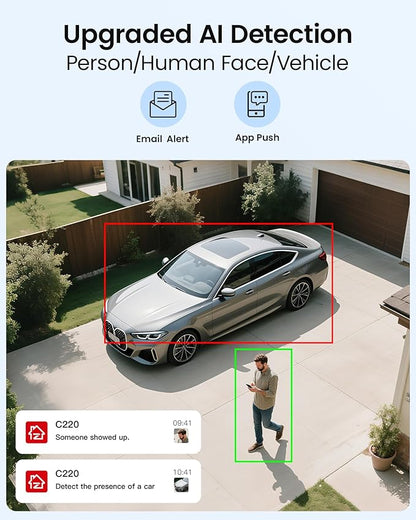 ZOSI C220 4K 8MP 8CH POE NVR Security Camera System (16CH Expandable), 6 x 8MP PoE IP Dome Cameras Outdoor Indoor, AI Human/Vehicle/Face Detection, One-Way Audio, 100ft IR Night Vision, 2TB HDD