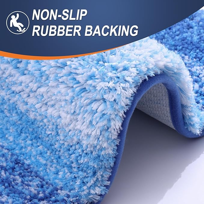 OLANLY Bathroom Runner Rugs 47x24, Extra Soft Absorbent Microfiber Bath Rugs, Rubber Backing, Quick Dry, Washable Bath Mats for Bathroom Floor, Tub and Shower, Home Decor Accessories, Light Royal Blue