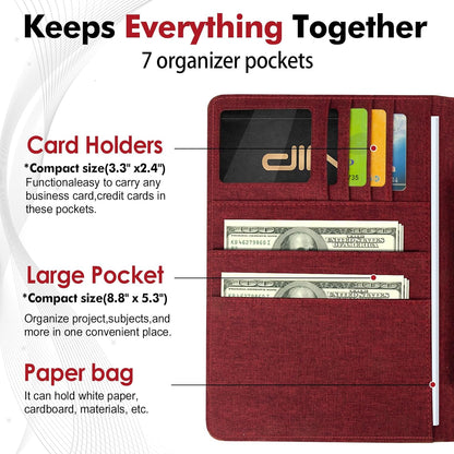 Journal Cover for Rocketbook Flip | Executive Size 6"x8.8" Fits A5, 6"x9" Steno Pad/Notebook & Top Spiral Notepad | Waterproof Protective Case with Pen Loop Holder & File Storage (Red)