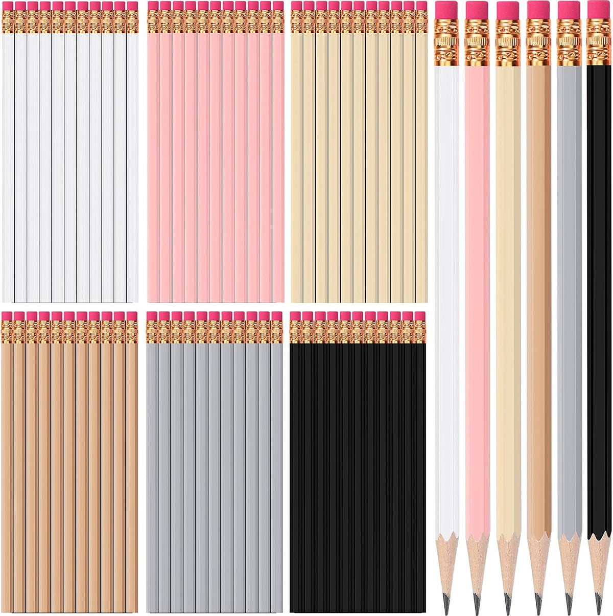 TecUnite 120 Pcs #2 HB Pencils with Eraser No 2 Unsharpened Wooden Hexagonal Pencils for Adults Gifts for School Exam art Learning Office Sketching(Morandi Boho Colors)
