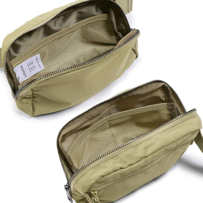 ODODOS Unisex Mini Belt Bag with Adjustable Strap Small Fanny Pack for Workout Running Traveling Hiking, Khaki Green