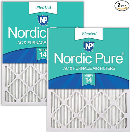 Nordic Pure 12x20x1 (Actual Size: 11 1/2 x 19 1/2 x 3/4) Pleated MERV 14 Air Filters 2 Pack